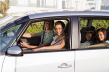 family in a car