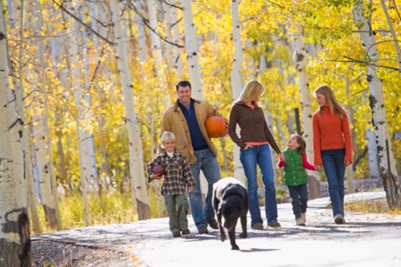 Family walking in a park